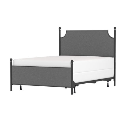 Metal Bed Frame with Gray Fabric and Queen Size Headboard and Frame