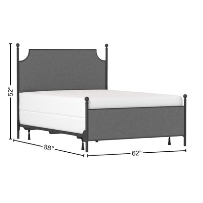 Metal Bed Frame with Gray Fabric and Queen Size Headboard and Frame