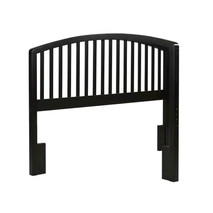 Black Wood Full/Queen Headboard with Farmhouse Style in Pine Finish