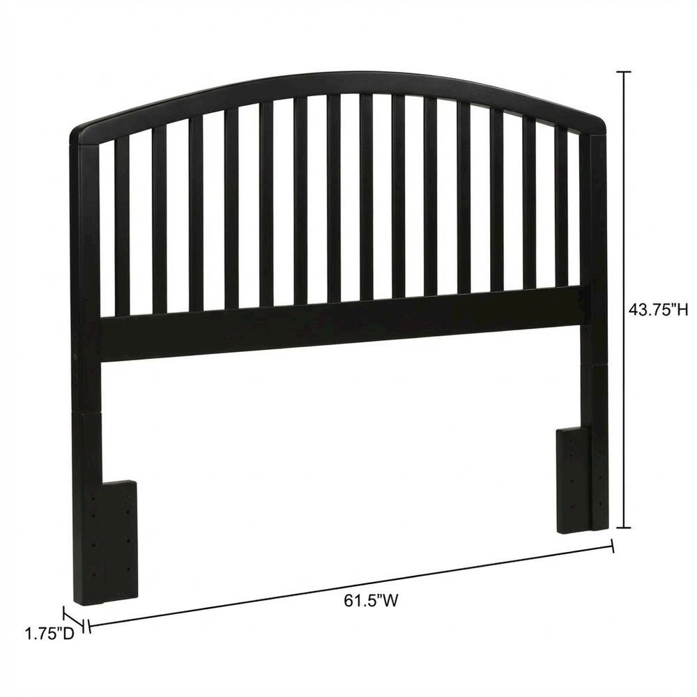 Black Wood Full/Queen Headboard with Farmhouse Style in Pine Finish