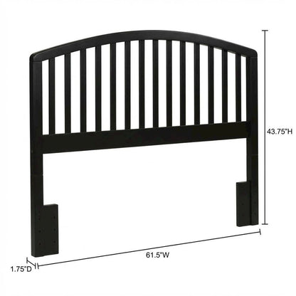 Black Wood Full/Queen Headboard with Farmhouse Style in Pine Finish
