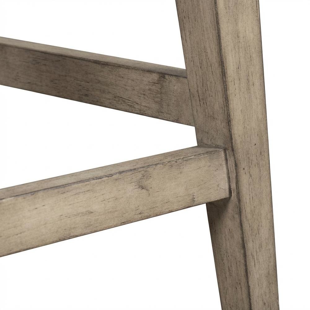 Grey Fabric Backless Counter Stool with Wood Frame and Footrest