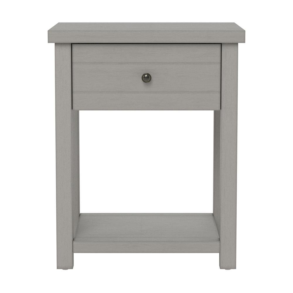 Gray Nightstands Set of 2 Wooden Side Tables with Drawer and Shelf