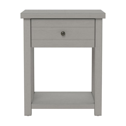 Gray Nightstands Set of 2 Wooden Side Tables with Drawer and Shelf