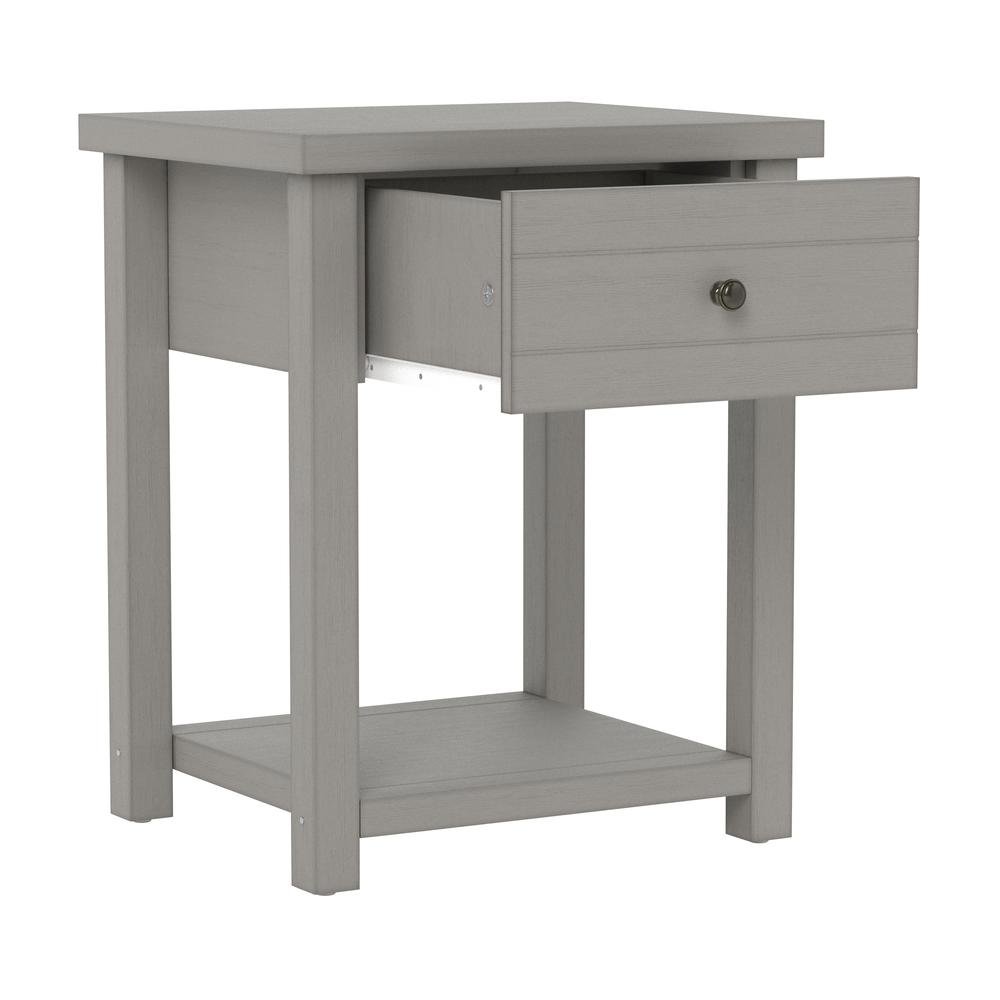Gray Nightstands Set of 2 Wooden Side Tables with Drawer and Shelf