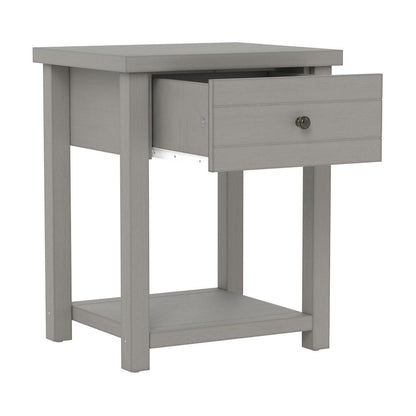 Gray Nightstands Set of 2 Wooden Side Tables with Drawer and Shelf
