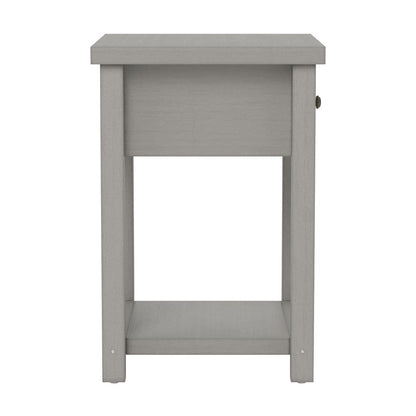 Gray Nightstands Set of 2 Wooden Side Tables with Drawer and Shelf
