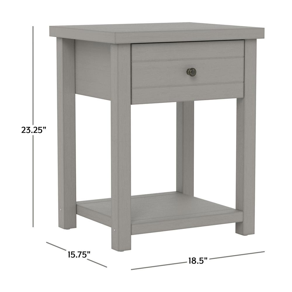 Gray Nightstands Set of 2 Wooden Side Tables with Drawer and Shelf