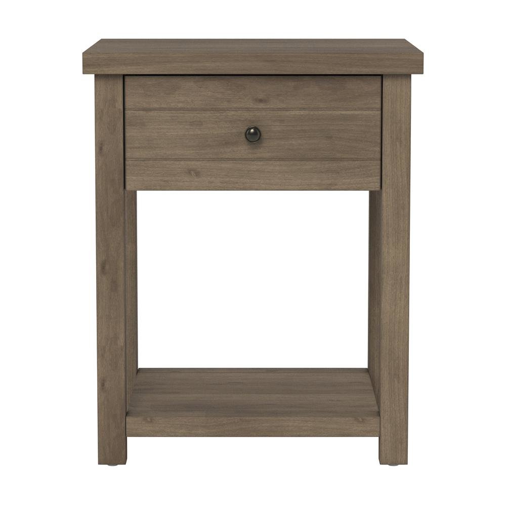 Knotty Gray Oak Nightstands Set of 2 Wooden Side Tables with Shelf