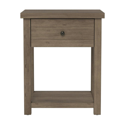 Knotty Gray Oak Nightstands Set of 2 Wooden Side Tables with Shelf