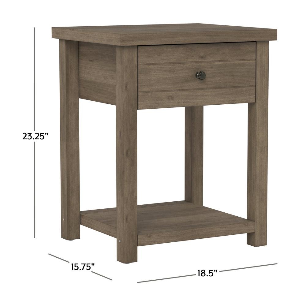 Knotty Gray Oak Nightstands Set of 2 Wooden Side Tables with Shelf