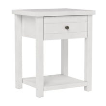White Nightstand Wooden Side Table with Drawer and Open Storage Shelf