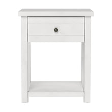 White Nightstand Wooden Side Table with Drawer and Open Storage Shelf