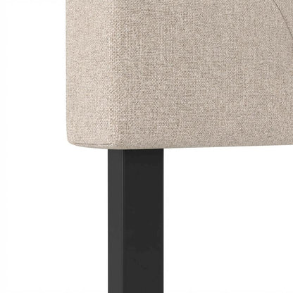 Light Beige Upholstered Tufted King Headboard, Black MDF Frame, Traditional