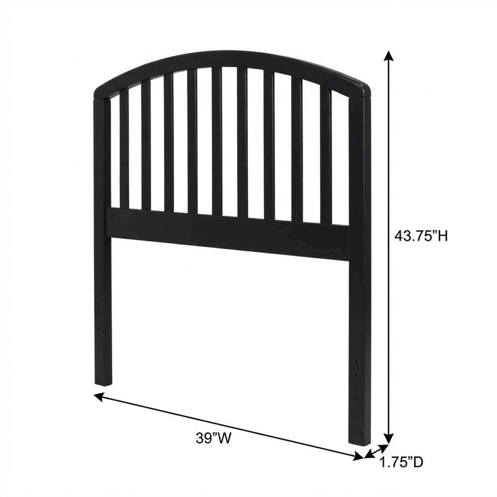Black Wood Twin Headboard with Farmhouse Style and Rectangular Shape