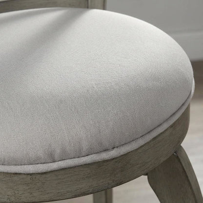 Aged Gray Fabric Counter Stool with High Back and Footrest