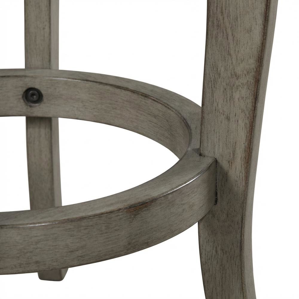 Aged Gray Fabric Counter Stool with High Back and Footrest