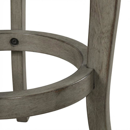 Aged Gray Fabric Counter Stool with High Back and Footrest