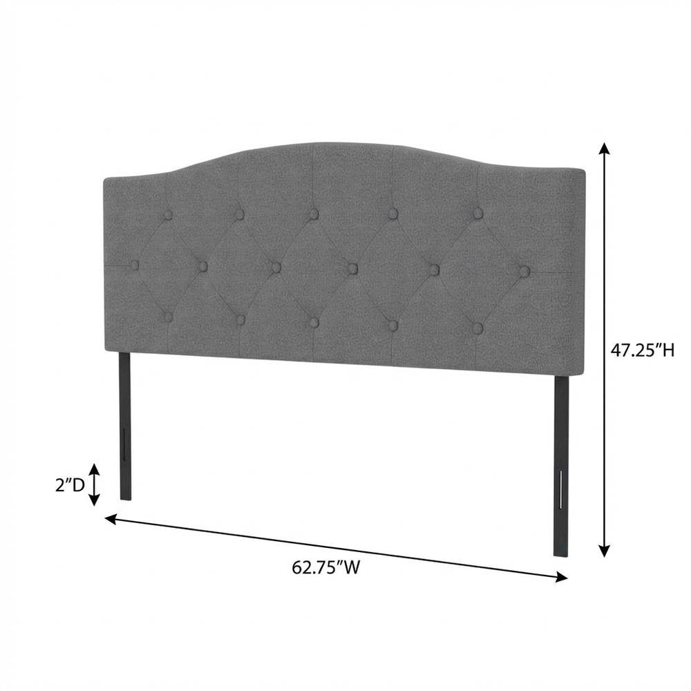 Glacier Gray Upholstered Tufted Headboard, Adjustable Design, MDF Construction