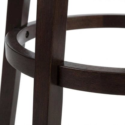 Chocolate Wood and Upholstered Swivel Counter Stool with High Back and Footrest