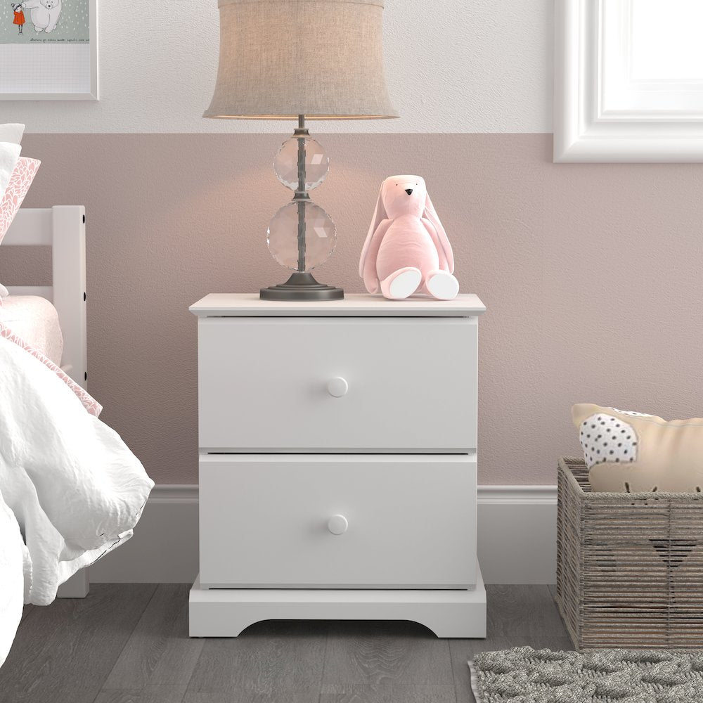 Living Essentials by Hillsdale Campbell Wood 2 Drawer Nightstand, White