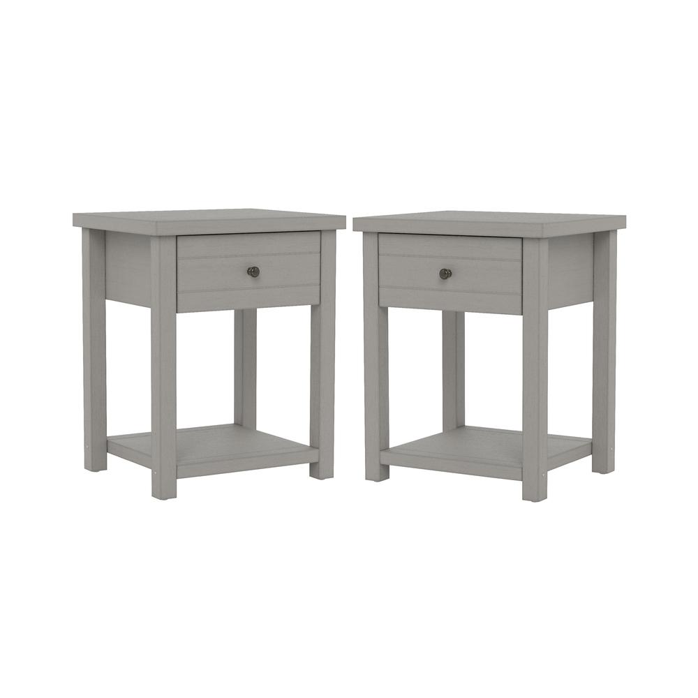 Gray Nightstands Set of 2 Wooden Side Tables with Drawer and Shelf
