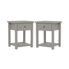 Gray Nightstands Set of 2 Wooden Side Tables with Drawer and Shelf