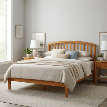Brown Country Pine Full/Queen Headboard Wood Farmhouse Design Rectangular Panel