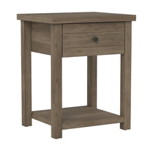 Grey Nightstand Wooden Side Table with Drawer and Open Storage Shelf