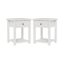 White Nightstands Set of 2 Wooden Side Tables with Drawer and Shelf