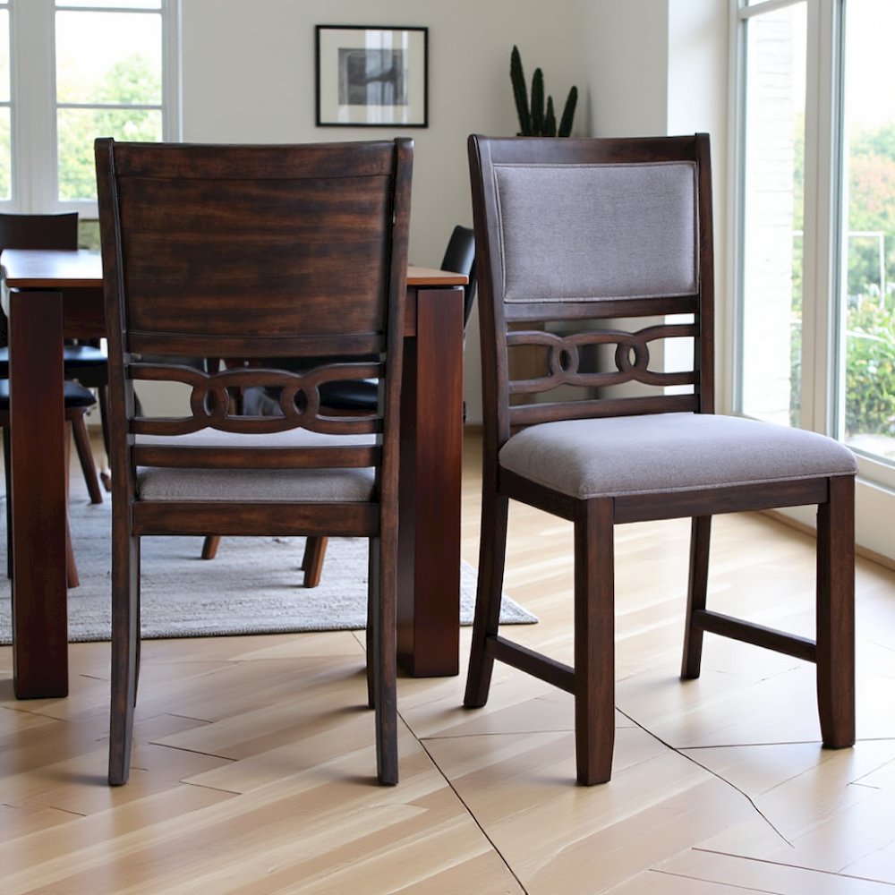 Elegant Wooden Dining Chair Set in Walnut Finish for Kitchen and Dining