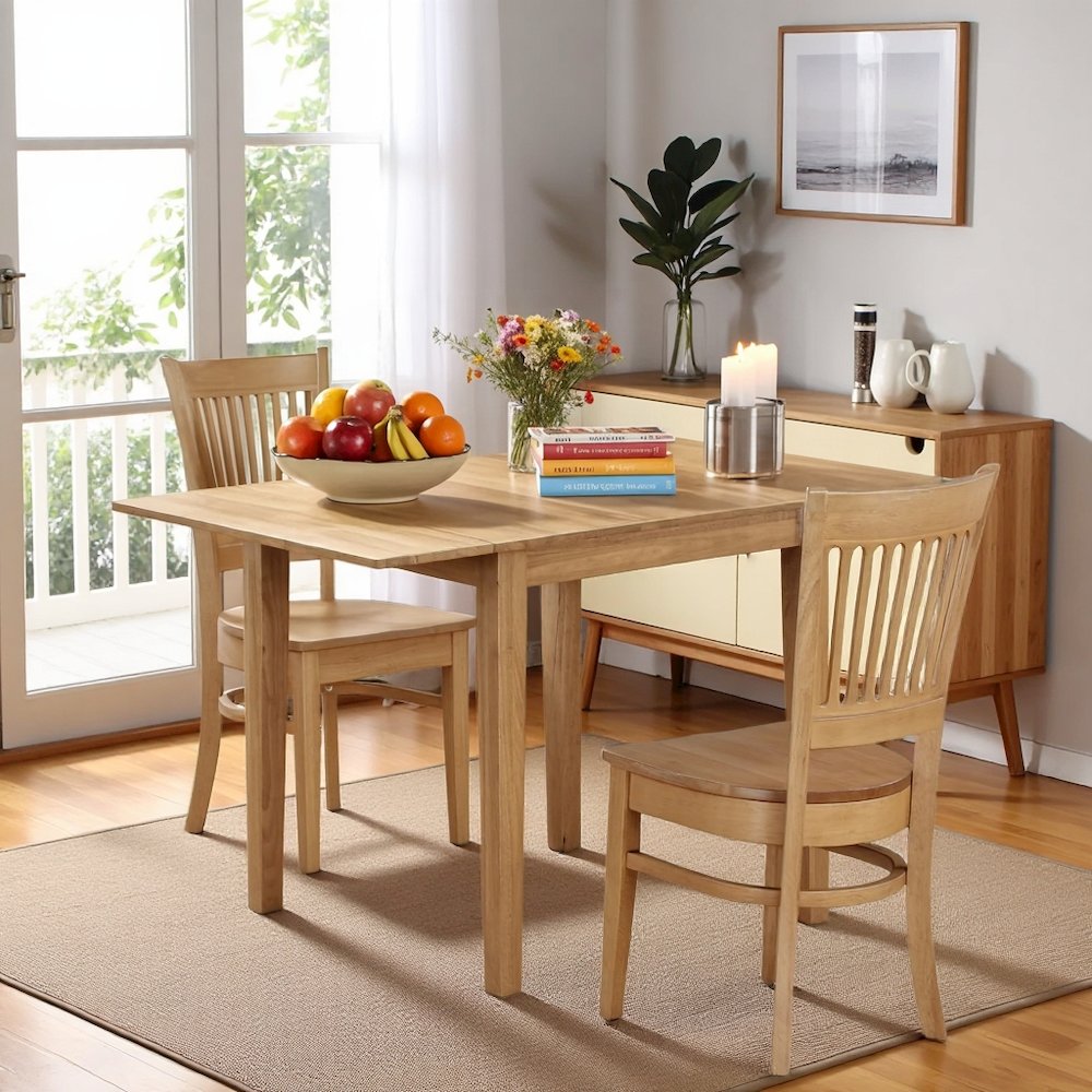 Solid Wood Small Dining Table for 2 with Chairs, Kitchen Table for 2