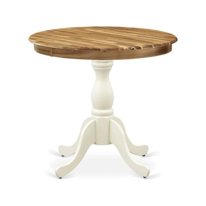 East West Furniture AST-NLW-TP Antique Modern Kitchen Table - a Round Dining Table Top with Pedestal Base, 36x36 Inch, Multi-Color