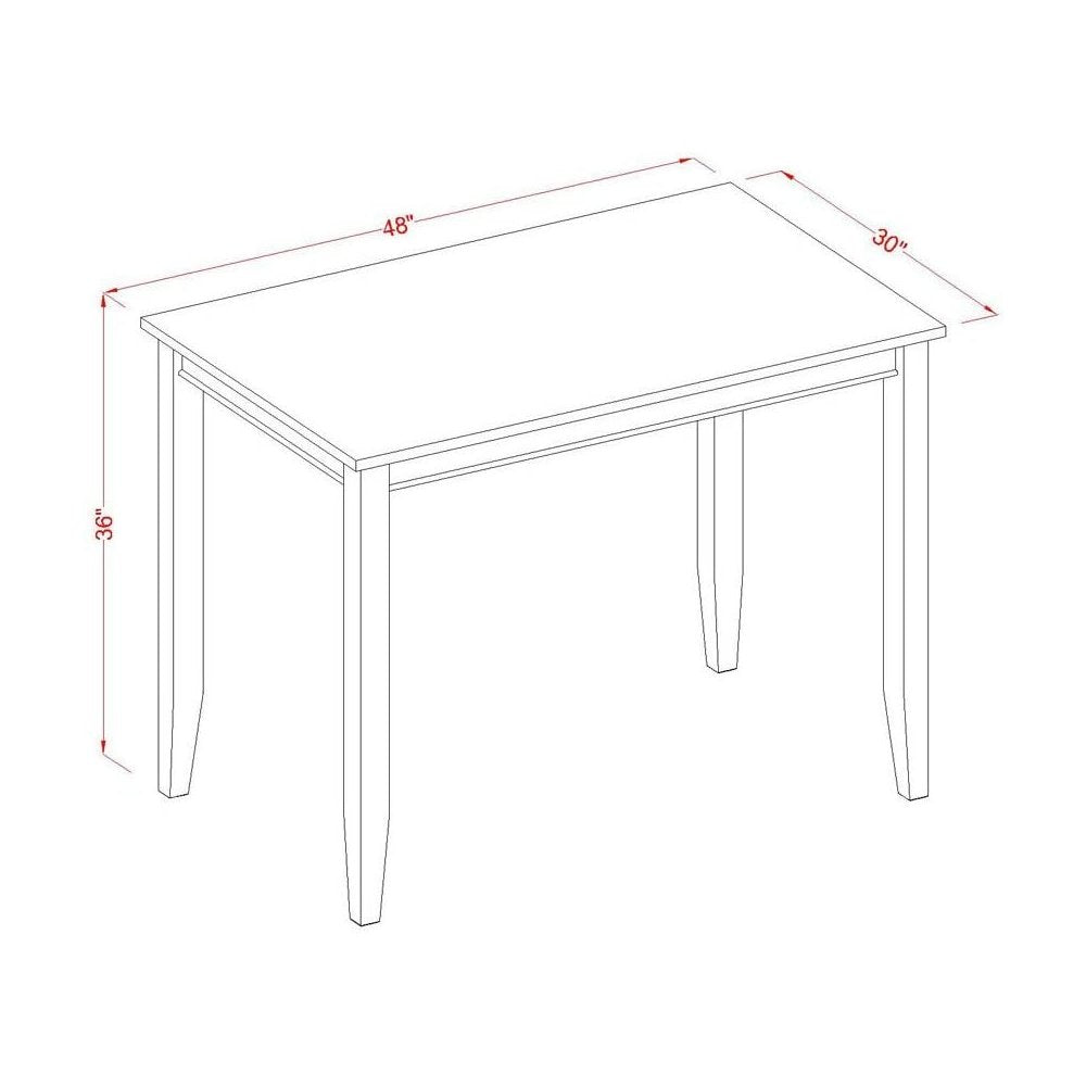 Counter Height Rectangular Table, Black Finish, Solid Wood, 30x48 Dining