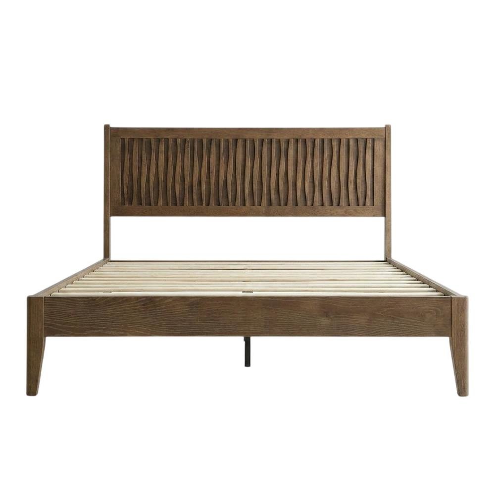 Solid Wood Platform Bed, Headboard & Footboard, No Box Spring, Barnwood, King