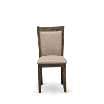 X726MZ716-5 5 Pc Modern Dining Set - A Table with Trestle Base and 4 Modern Chairs For Dining Room - Distressed Jacobean Finish