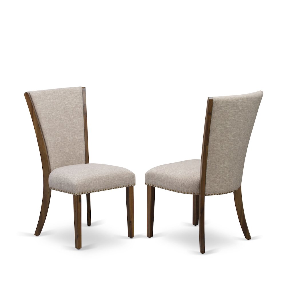 7 Piece Dinette Set Consists Of 54" Round Dining Table In Light Tan Color