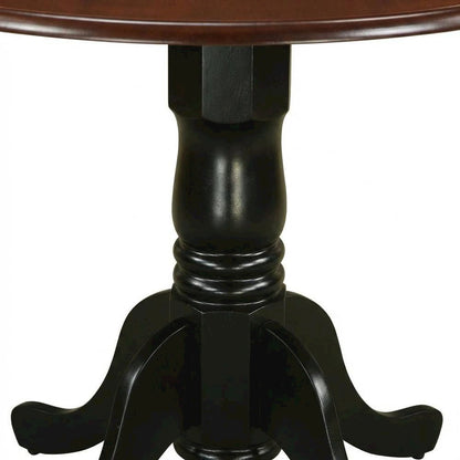 Mahogany Drop Leaf Round Table, Traditional Pedestal, Seats 4