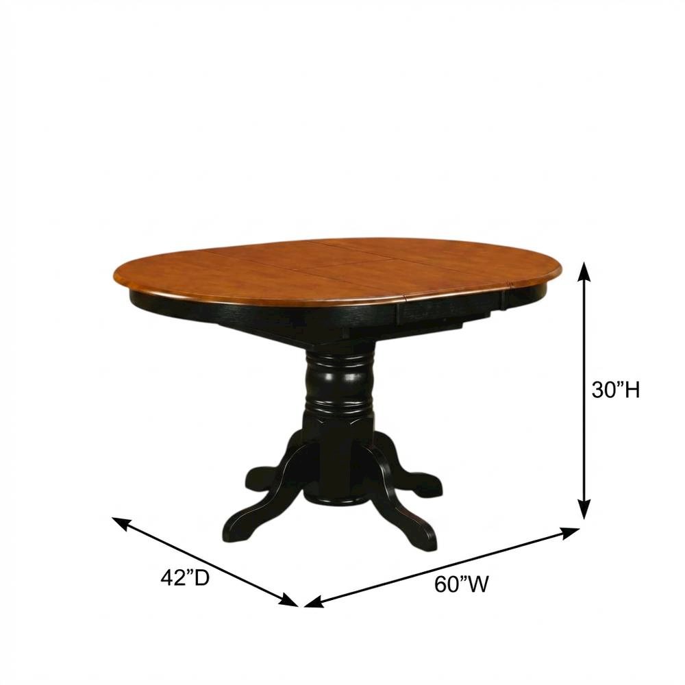 Black Oval Pedestal Table, Butterfly Leaf, Traditional, Seats 6