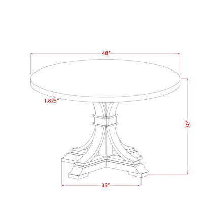 7 Piece Dining Set Includes 48" Round Kitchen Table In Beige Red Color