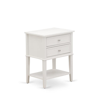NL19K-1VL0C 2 Pc Bed Set - 1 Bed White Velvet Fabric Headboard and 1 Night Stand - Wire Brushed Butter Cream Finish Nightstand