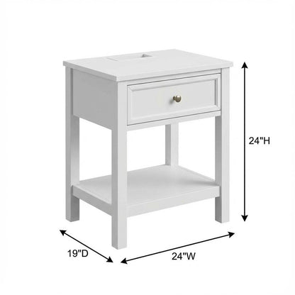 White Modern Night Stand with Single Drawer and Sturdy Construction