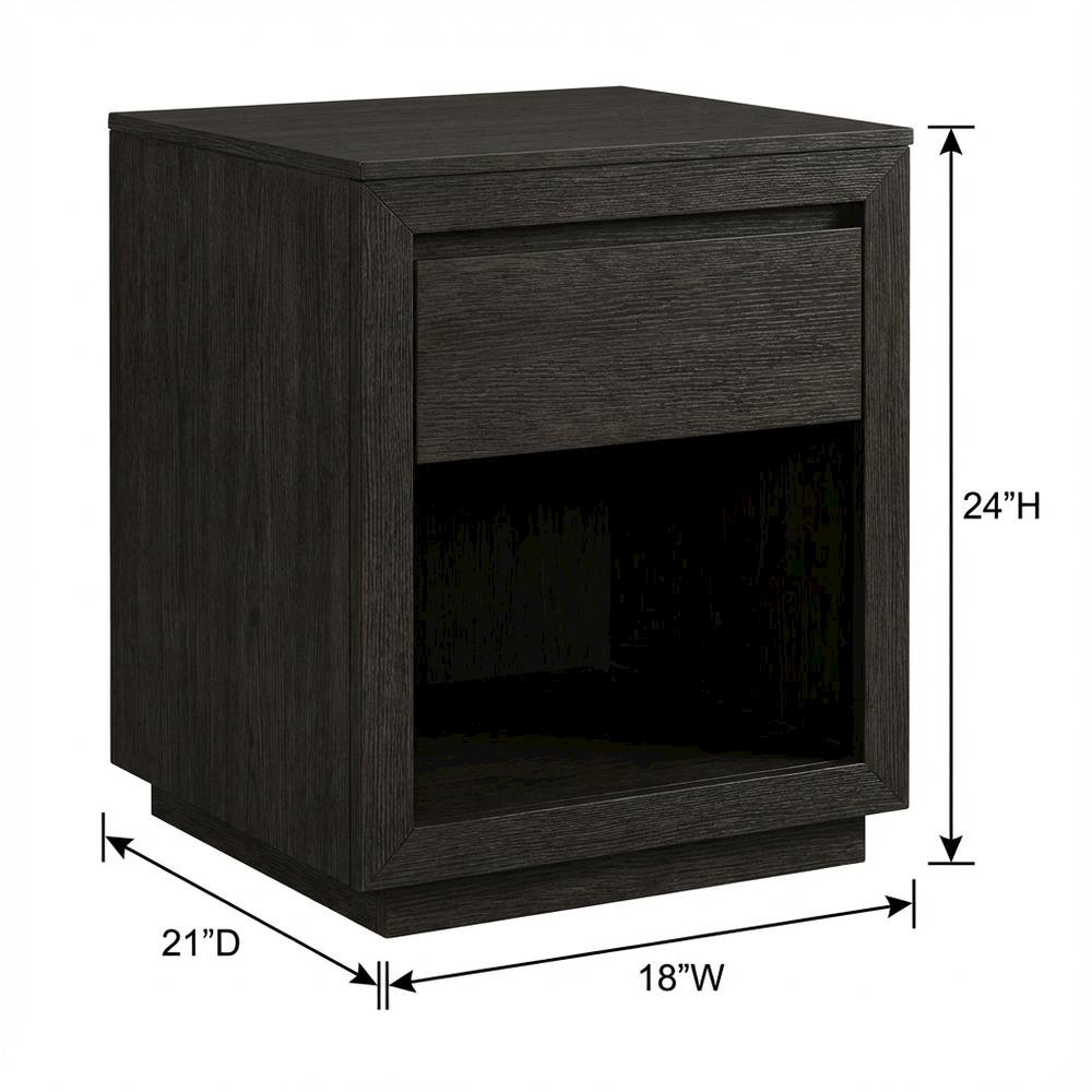 Distressed Jacobean Nightstand with Wooden Drawer and Sturdy Construction