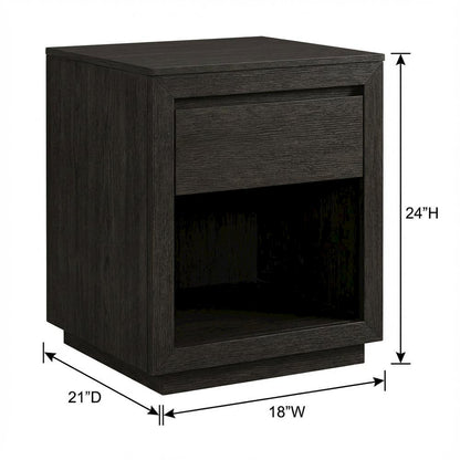 Distressed Jacobean Nightstand with Wooden Drawer and Sturdy Construction