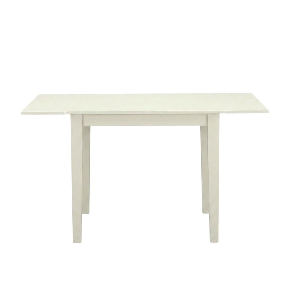 Linen White Drop Leaf Rectangular Table, Mid-Century Modern