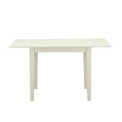 Linen White Drop Leaf Rectangular Table, Mid-Century Modern