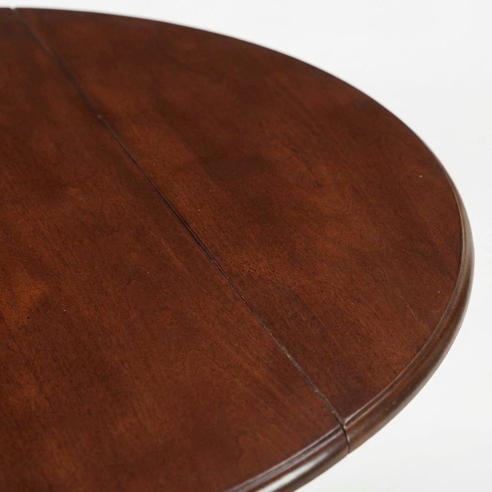 Mahogany Drop Leaf Round Table, Traditional Pedestal, Seats 4