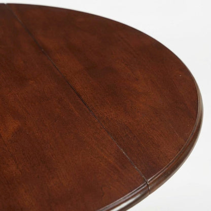 Mahogany Drop Leaf Round Table, Traditional Pedestal, Seats 4