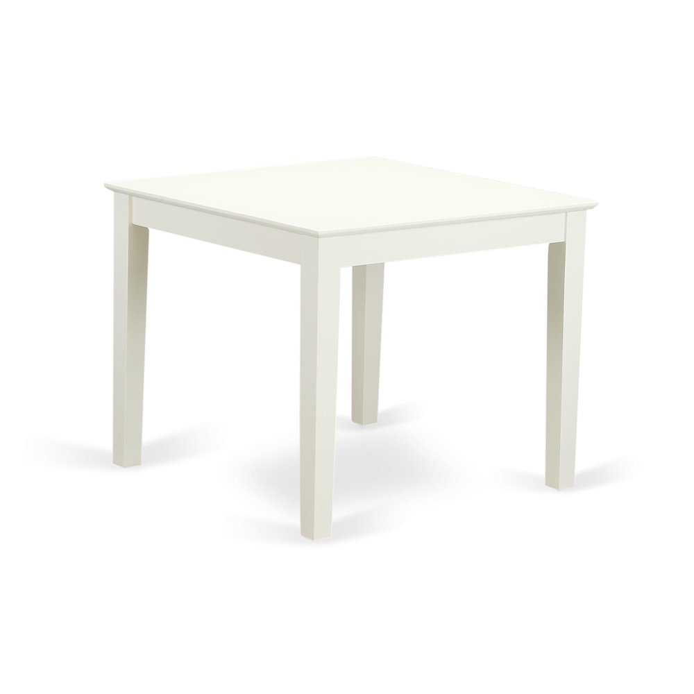 East West Furniture Oxford 3 Piece Dining Room Set Includes a Square Kitchen Table and 2 Upholstered Parson Chairs, 36x36 Inch, Linen White