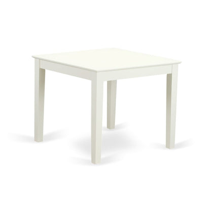 East West Furniture Oxford 3 Piece Dining Room Set Includes a Square Kitchen Table and 2 Upholstered Parson Chairs, 36x36 Inch, Linen White